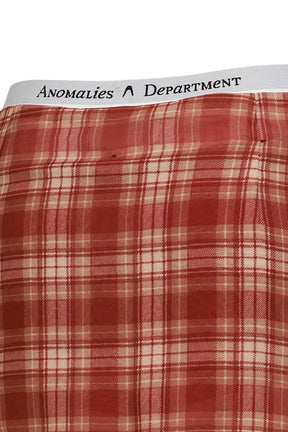 PLAID FAKE TWO-PIECE PRINTED SHORT SKIRT / RED