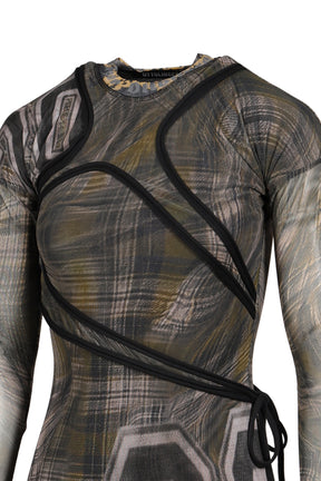 EXCLUSIVE SHIBARI MESH MINI DRESS / PRIBLK