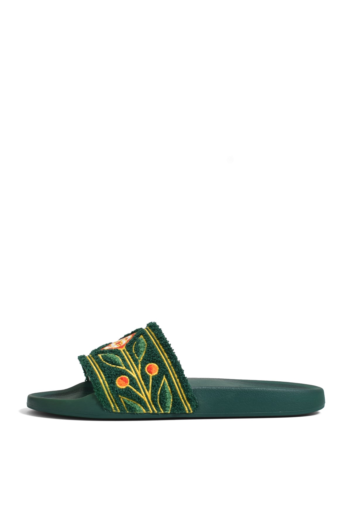 MENS EMBROIDERED TERRY SLIDER / GRN