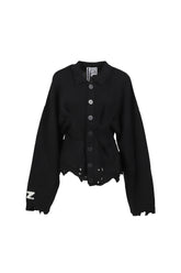 DISTRESSED CARDIGAN / BLK