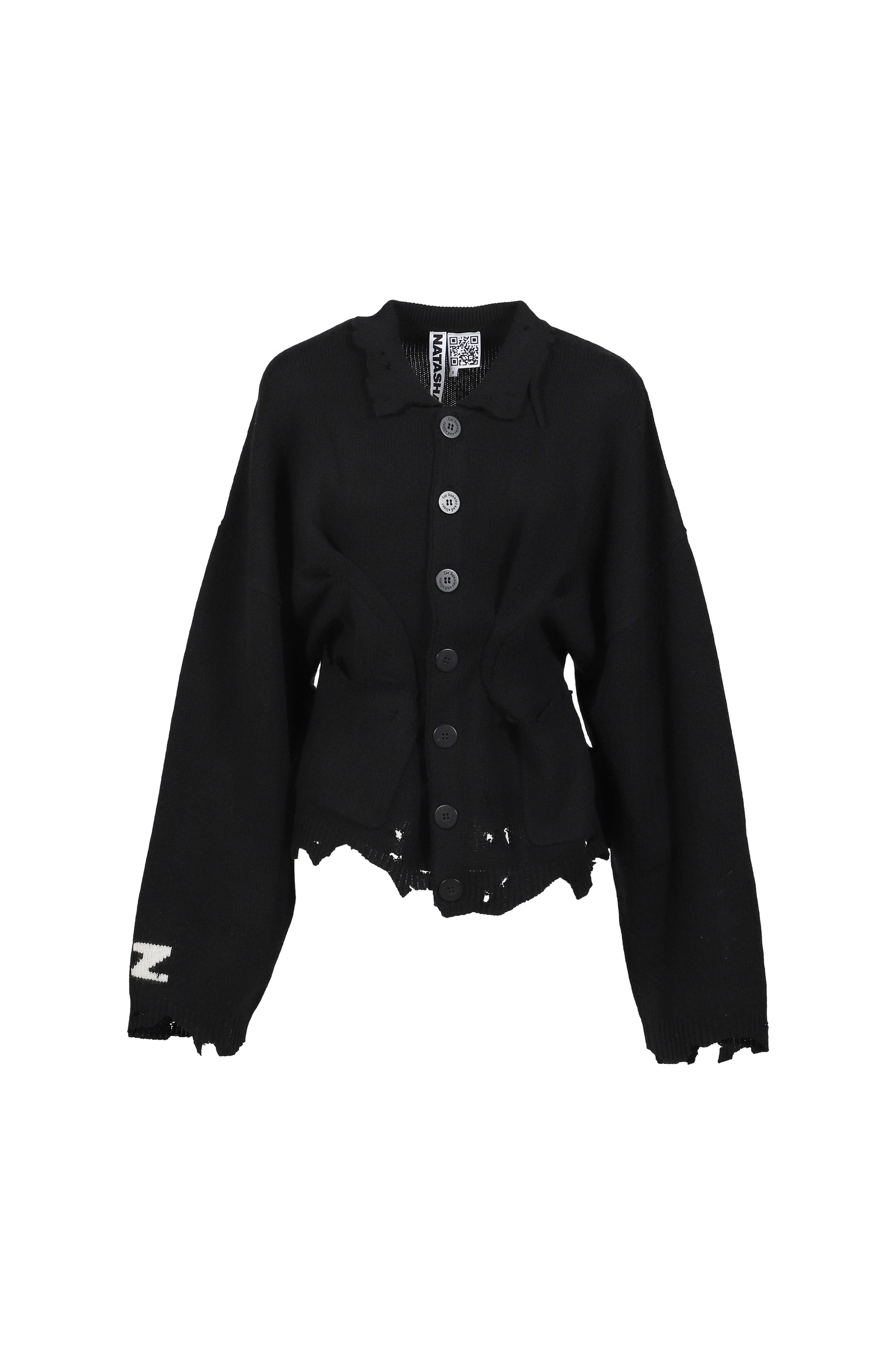 DISTRESSED CARDIGAN / BLK