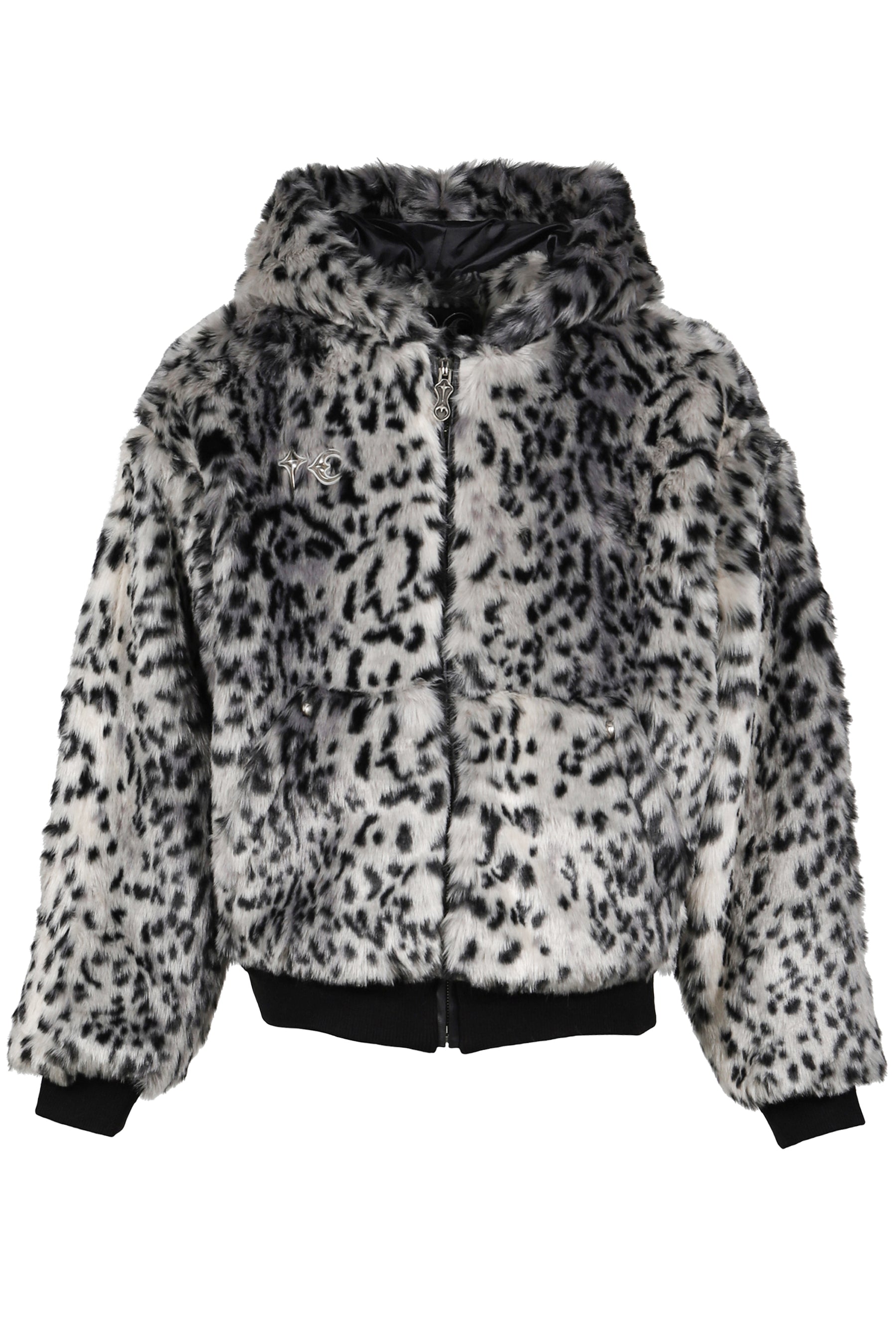 LEOPARD FUR JACKET / WHT/BLK