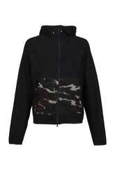 WAFFLE KNIT LINER ZIP HOODIE / BLK