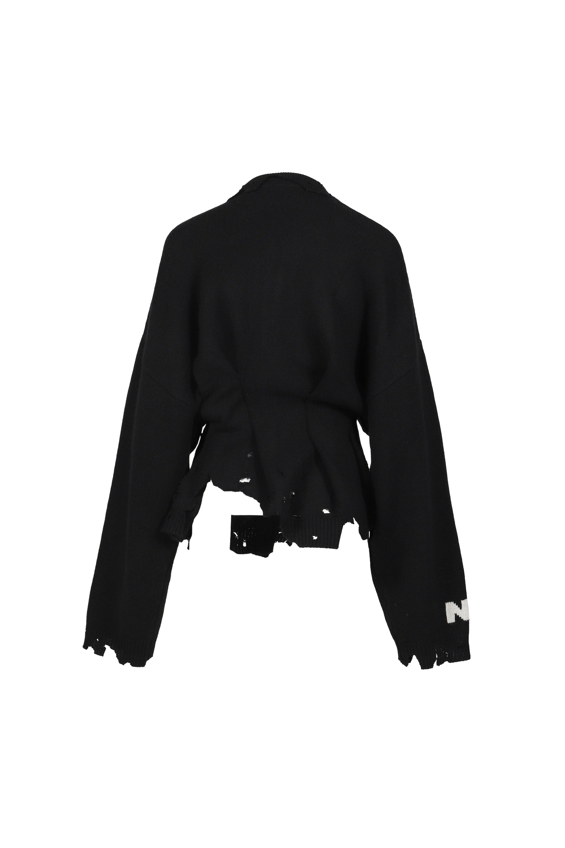 DISTRESSED CARDIGAN / BLK