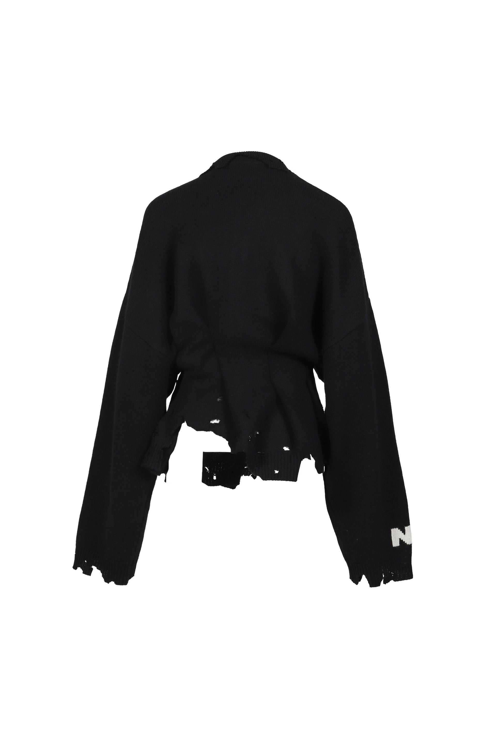 DISTRESSED CARDIGAN / BLK