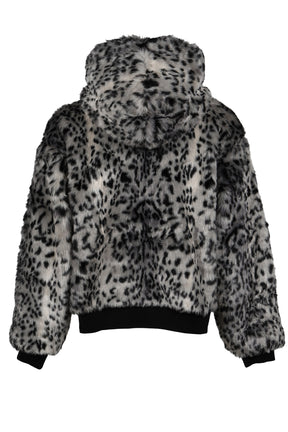 LEOPARD FUR JACKET / WHT/BLK