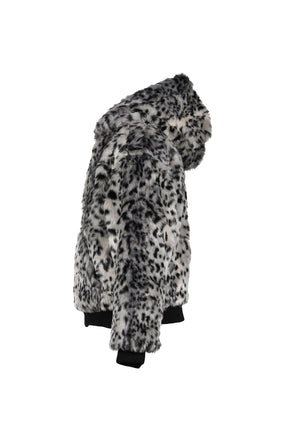 LEOPARD FUR JACKET / WHT/BLK