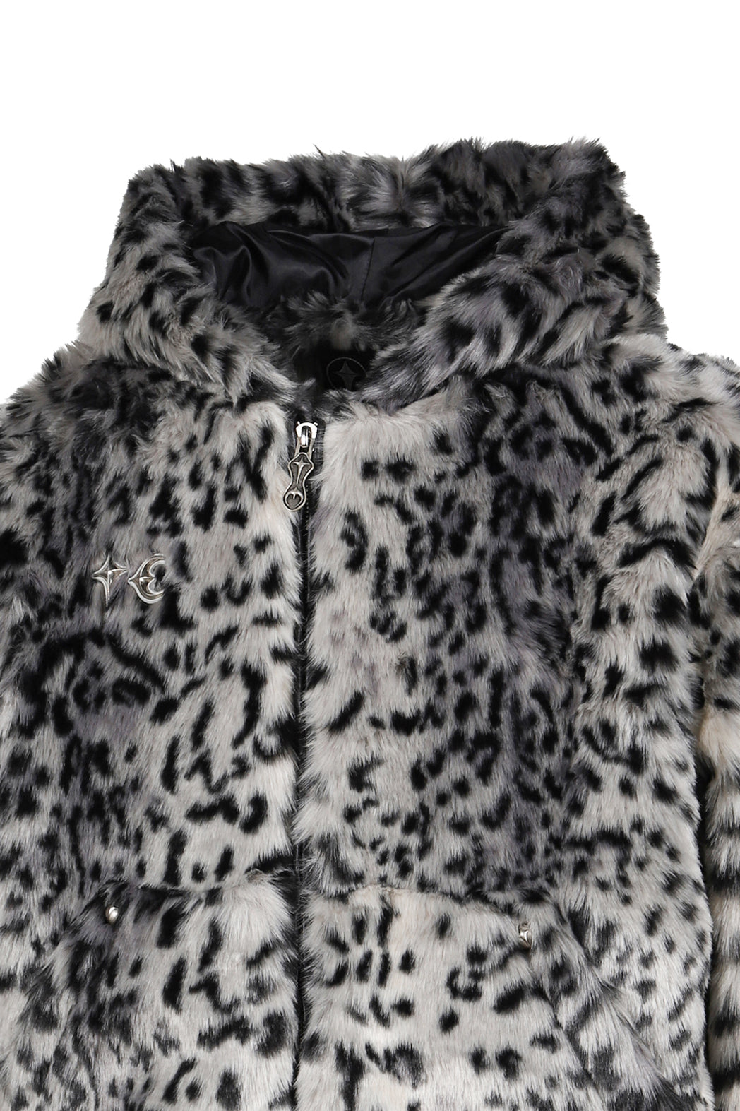 LEOPARD FUR JACKET / WHT/BLK