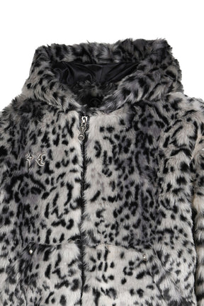 LEOPARD FUR JACKET / WHT/BLK