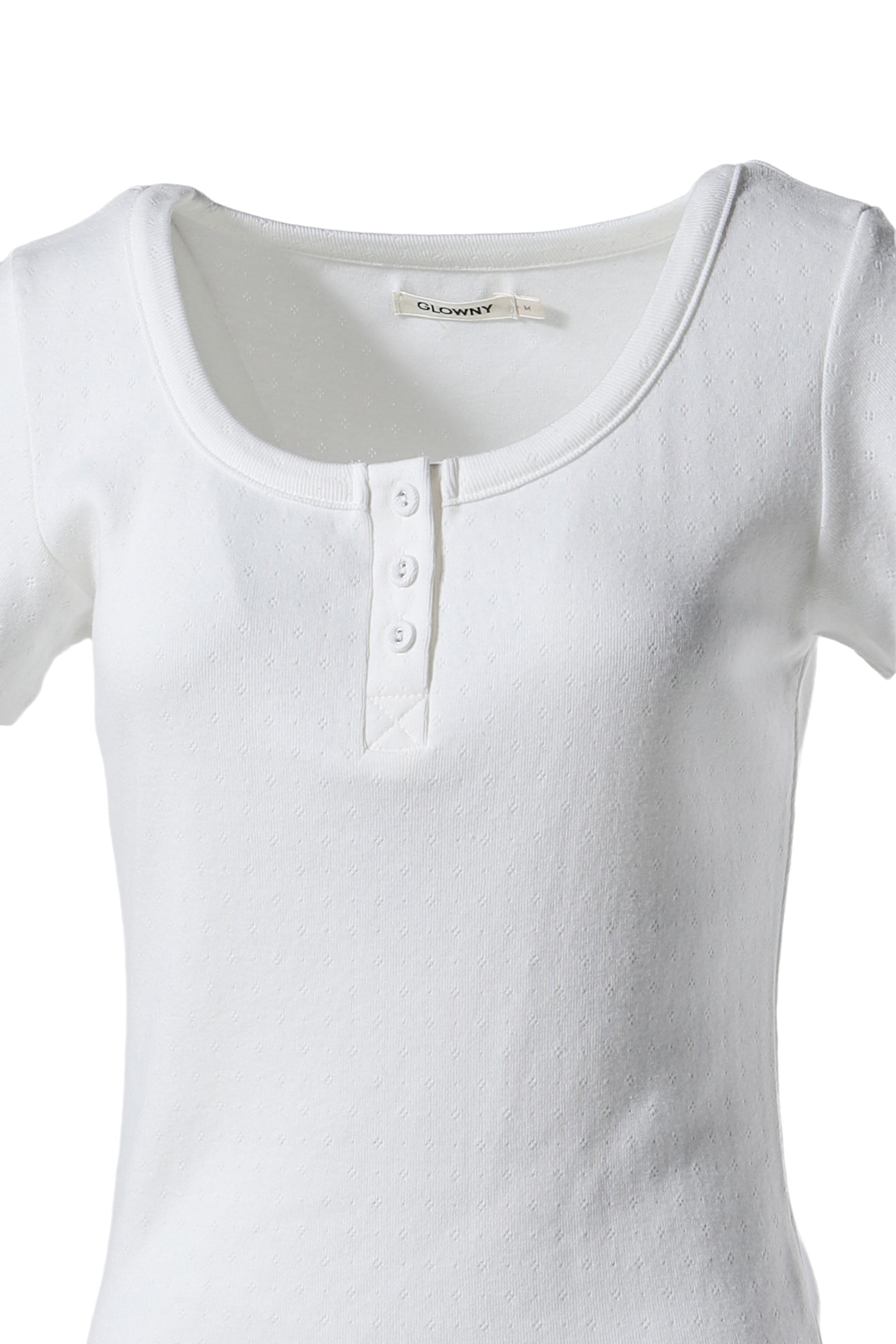 PROVINCE EYELET BUTTON TEE / WHT