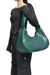 GANNI BOU BAG HOBO MEDIUM CROCO / PINENEEDLE