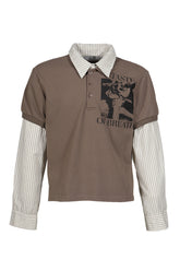 LAYERED POLO SHIRT / TAUPE