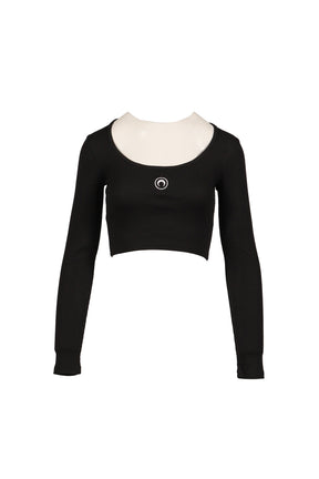 MOON LOGO JERSEY LS ROUNDNECK TOP / BLK