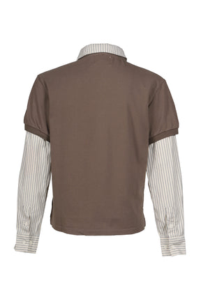 LAYERED POLO SHIRT / TAUPE