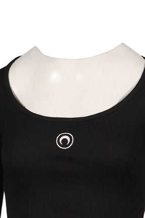 MOON LOGO JERSEY LS ROUNDNECK TOP / BLK