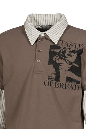 LAYERED POLO SHIRT / TAUPE