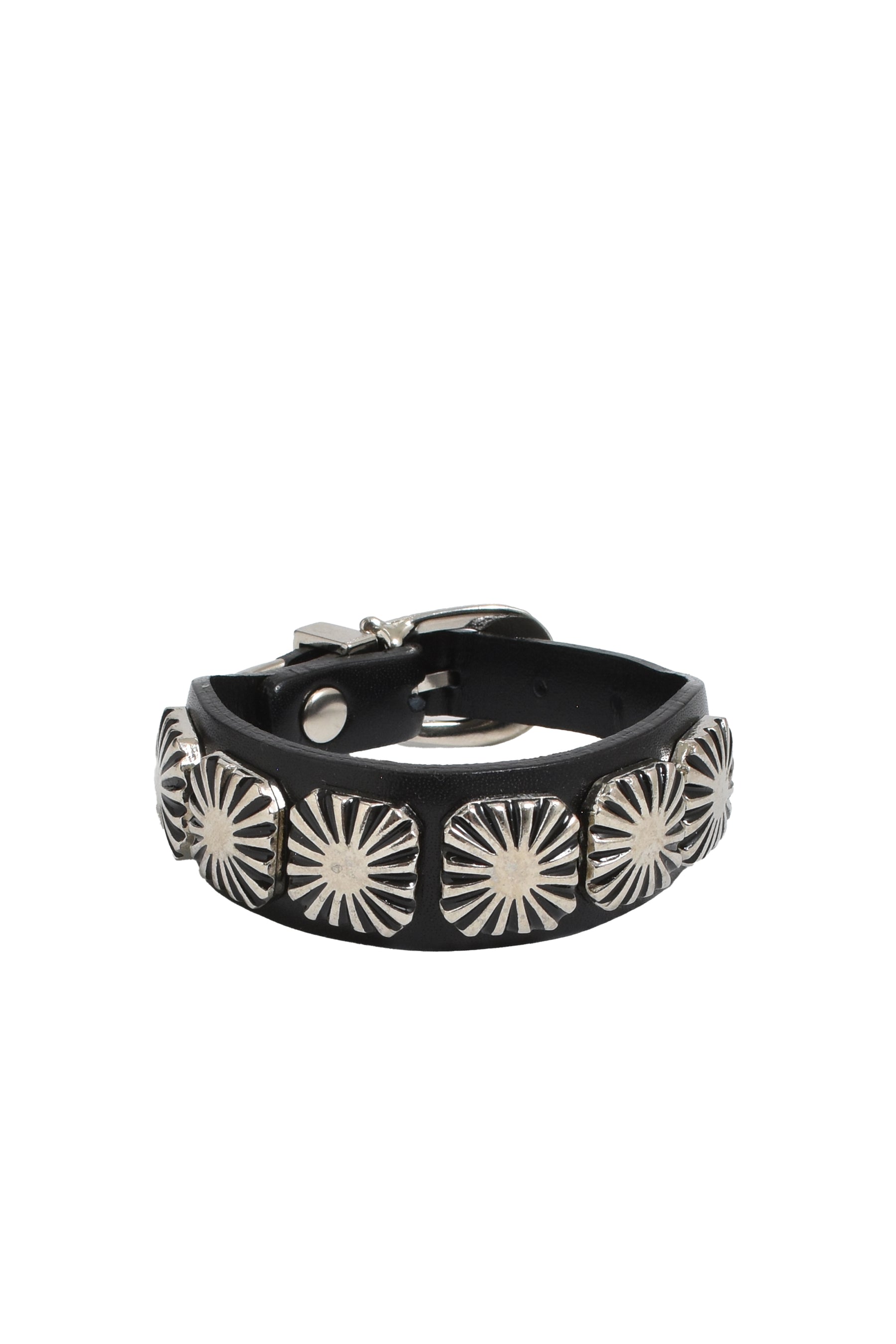 CONCHO LEATHER BANGLE / BLK