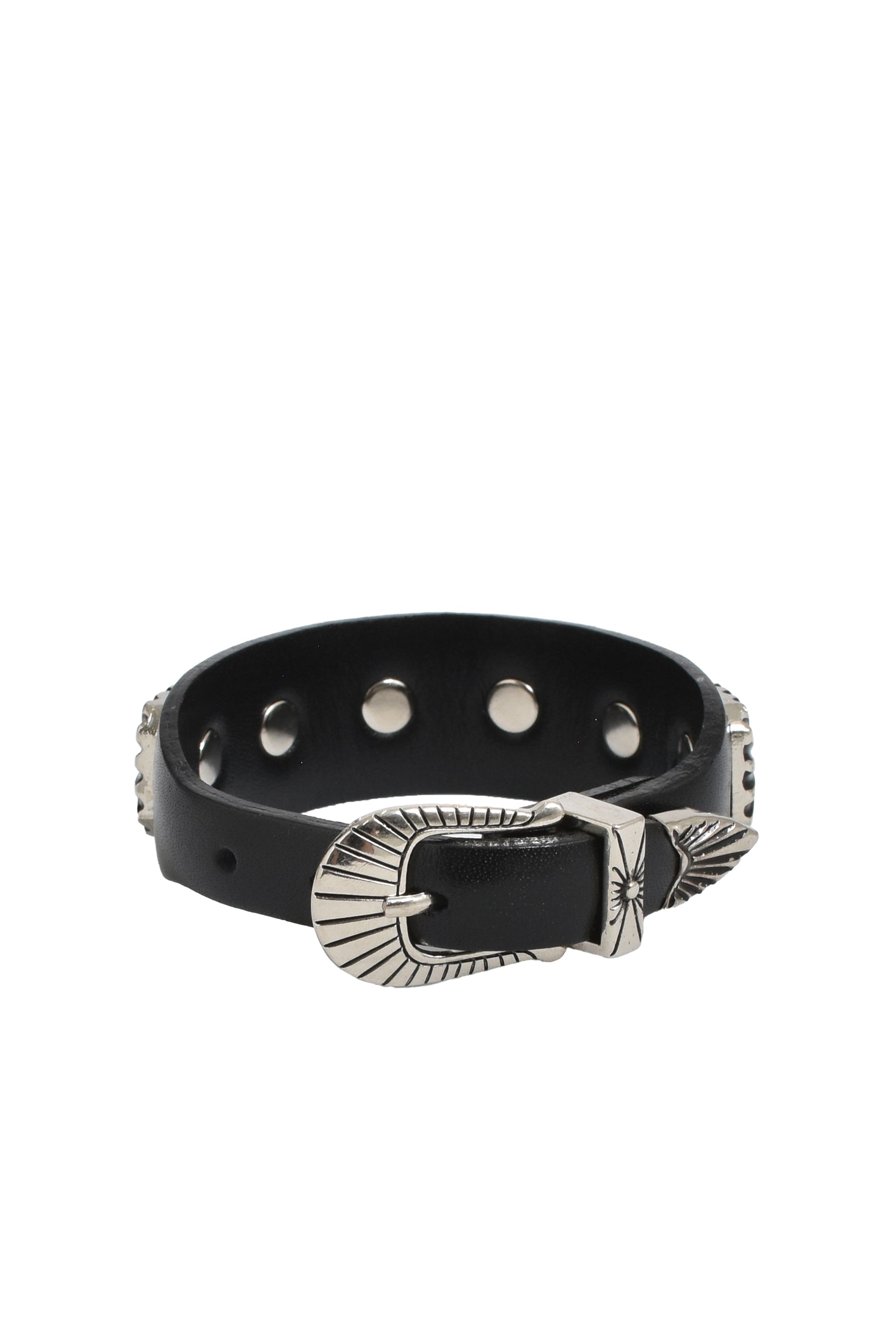 CONCHO LEATHER BANGLE / BLK