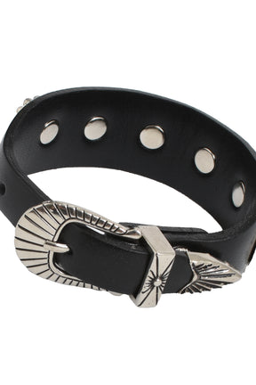 CONCHO LEATHER BANGLE / BLK