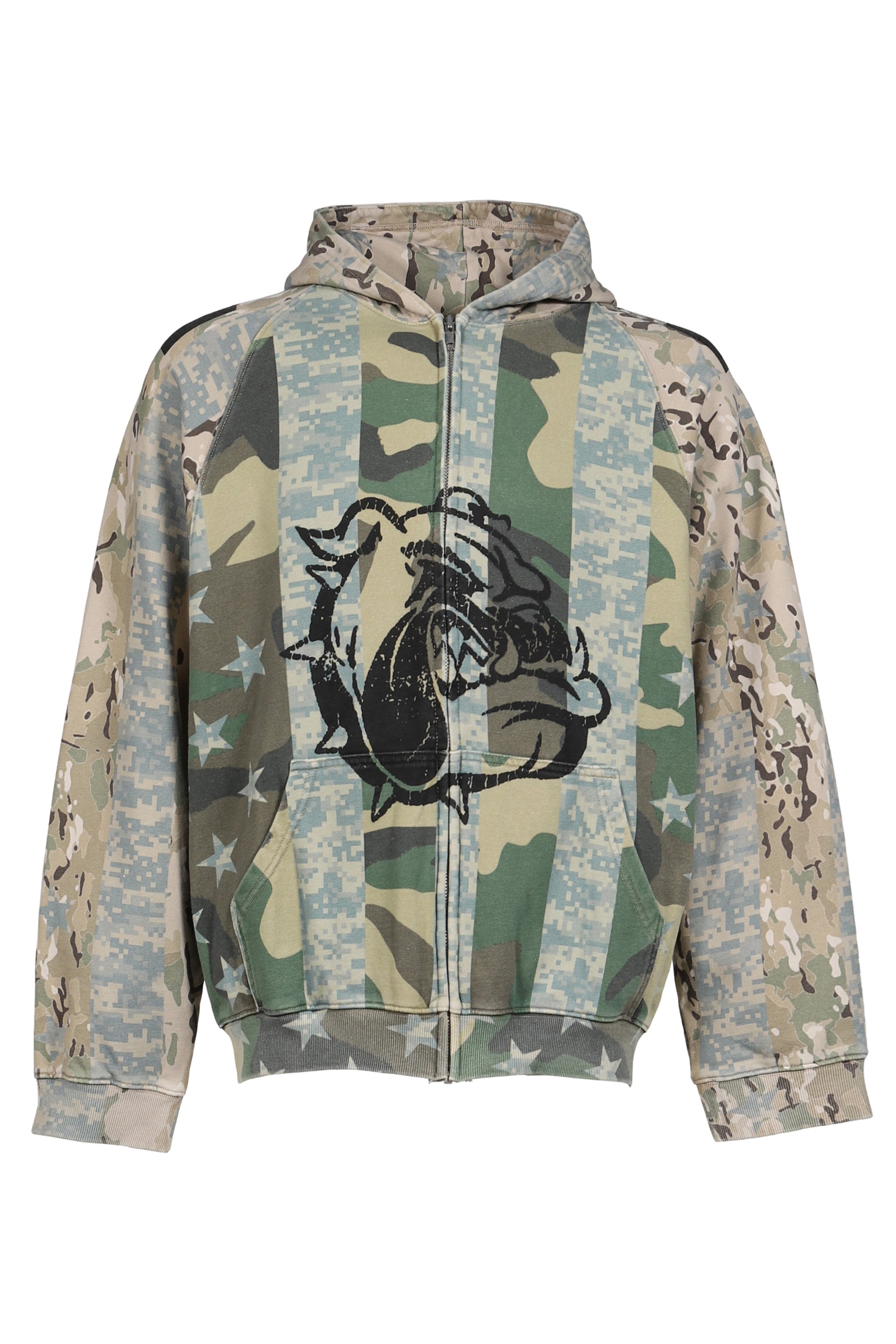 DISTRESSED CAMO HOODIE / CAMO