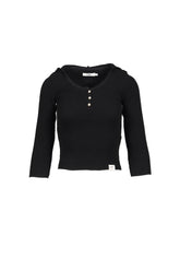 3/4 G WAFFLE BUTTON FLY TEE / BLK