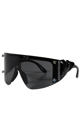 GEM-STUD KNOTTED SUNGLASSES / BLK