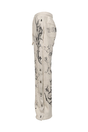 GRAFFITI MIRROR FACE SWEATPANTS / GRY