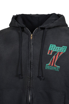 #7 VINYL ZIP HOODIE AGED / BLK