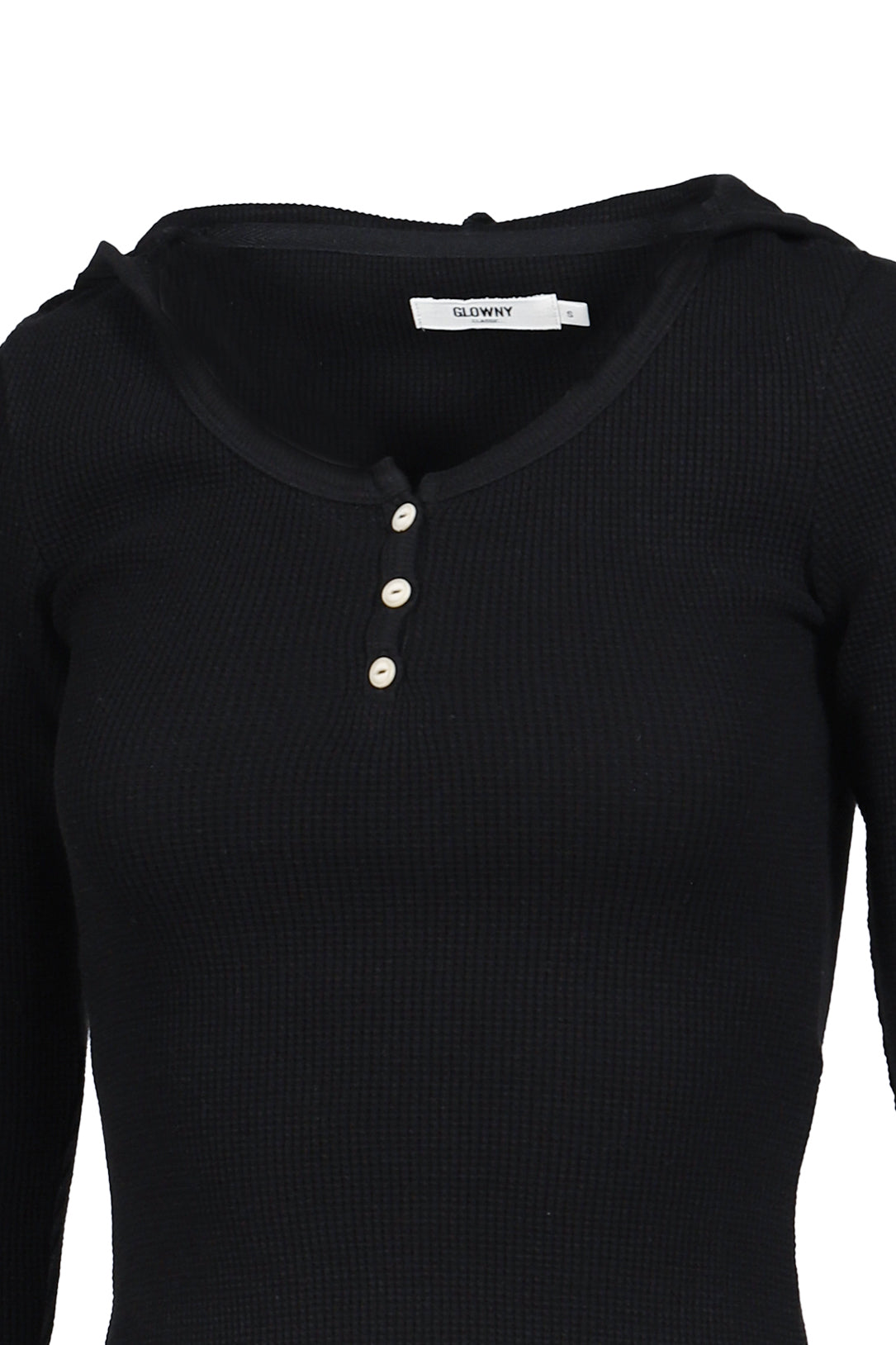 3/4 G WAFFLE BUTTON FLY TEE / BLK
