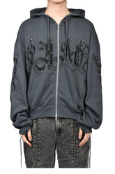 WASHED CHAOS HOODIE / BLK