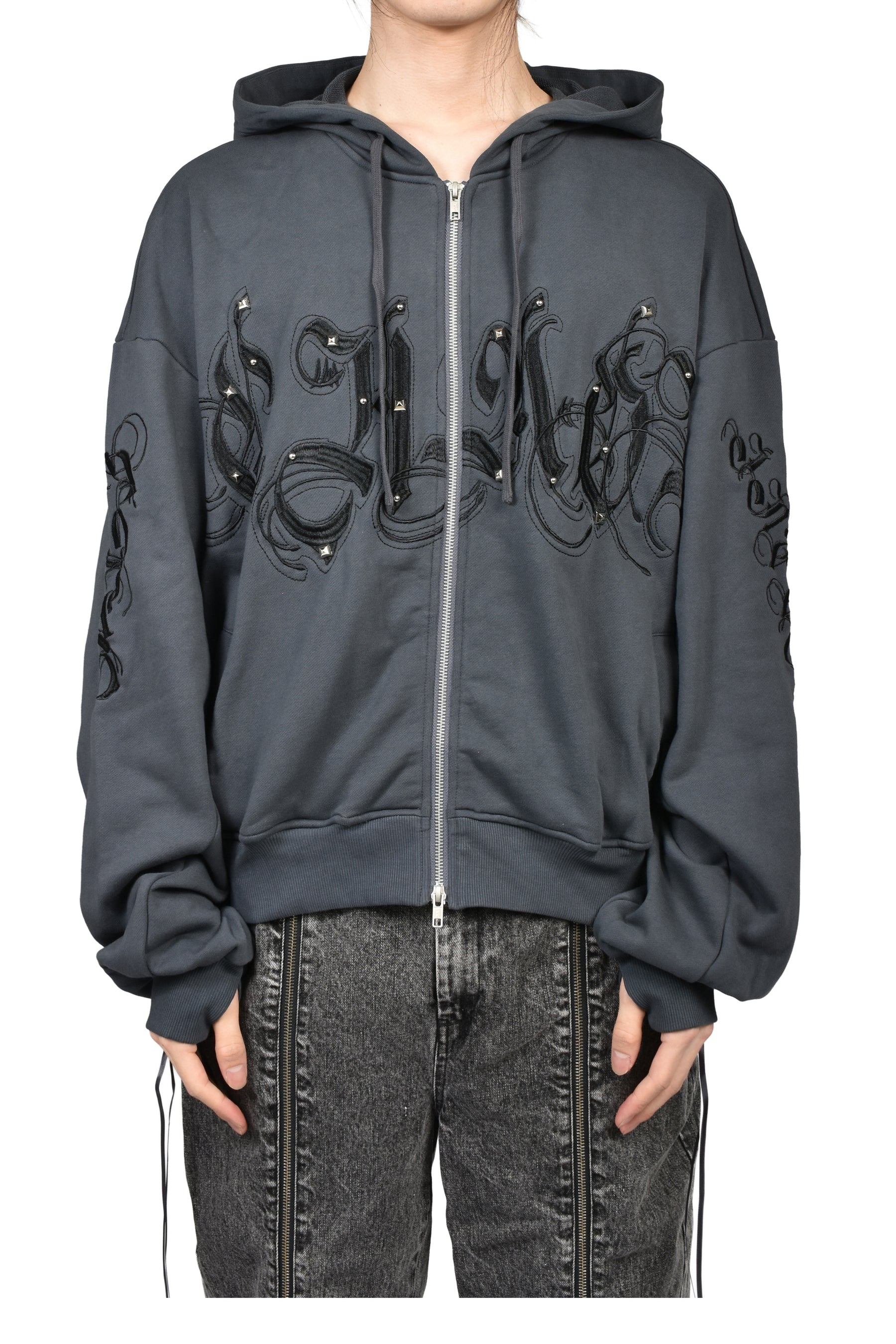 WASHED CHAOS HOODIE / BLK