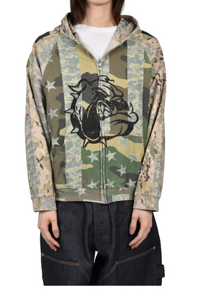 DISTRESSED CAMO HOODIE / CAMO