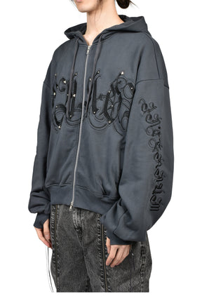 WASHED CHAOS HOODIE / BLK