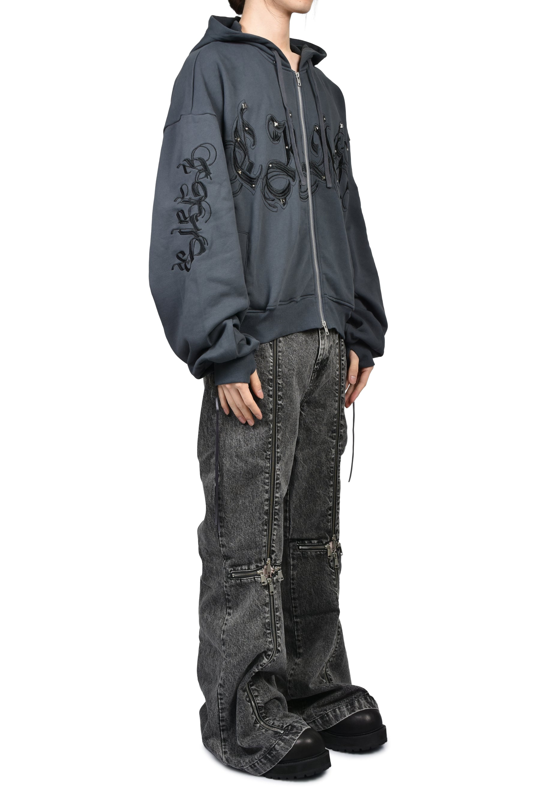 WASHED CHAOS HOODIE / BLK