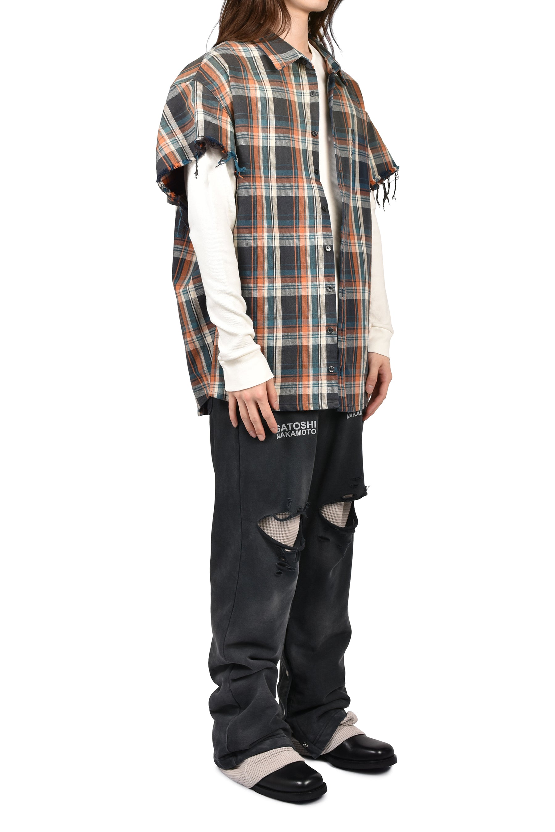 SATOSHI NAKAMOTO サトシナカモト FW25 BENDER CUT OFF FLANNEL / ORG