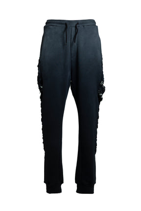 DISTRESSED CROSS SWEATPANTS / BLK 
