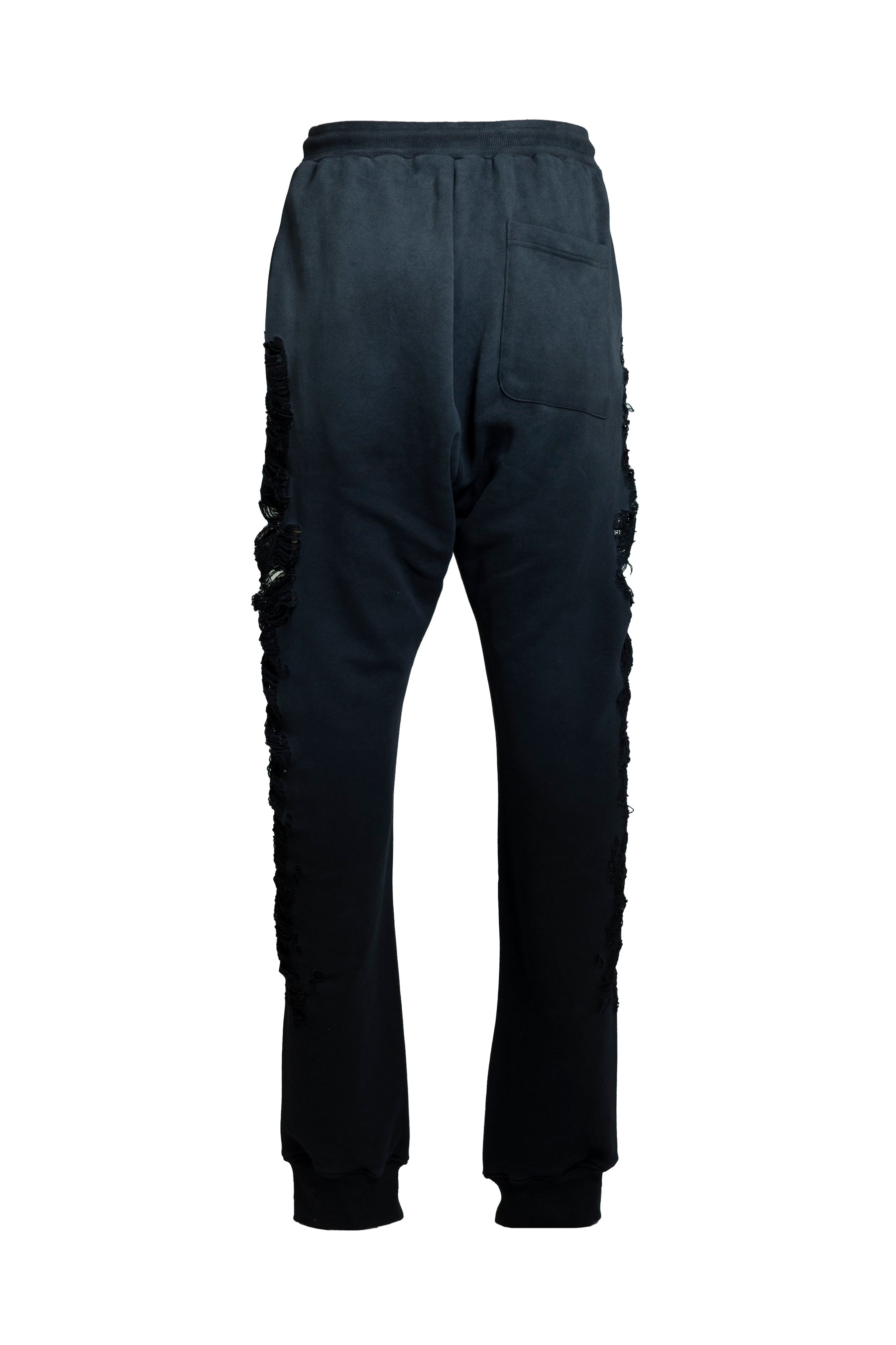 DISTRESSED CROSS SWEATPANTS / BLK 