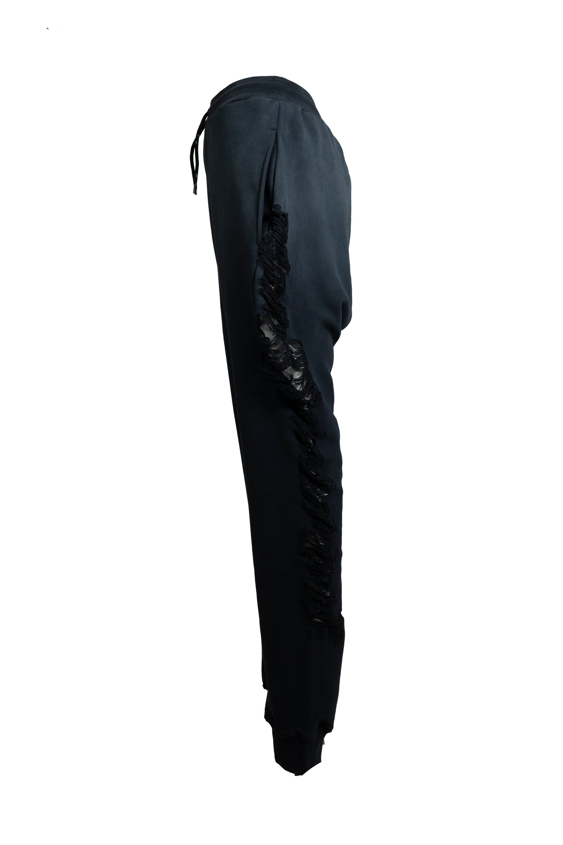 DISTRESSED CROSS SWEATPANTS / BLK 