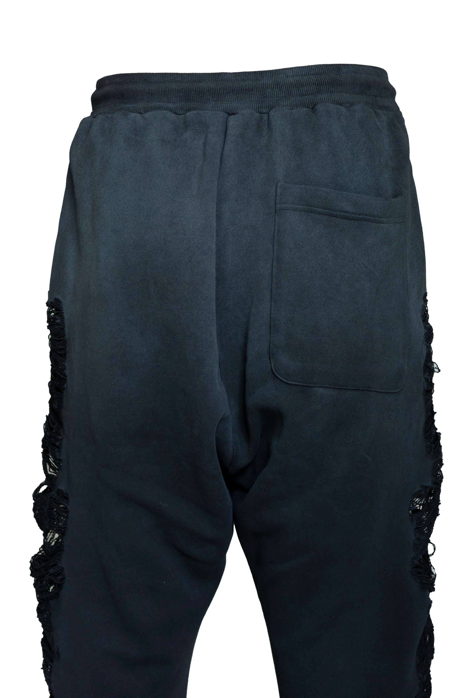 DISTRESSED CROSS SWEATPANTS / BLK 