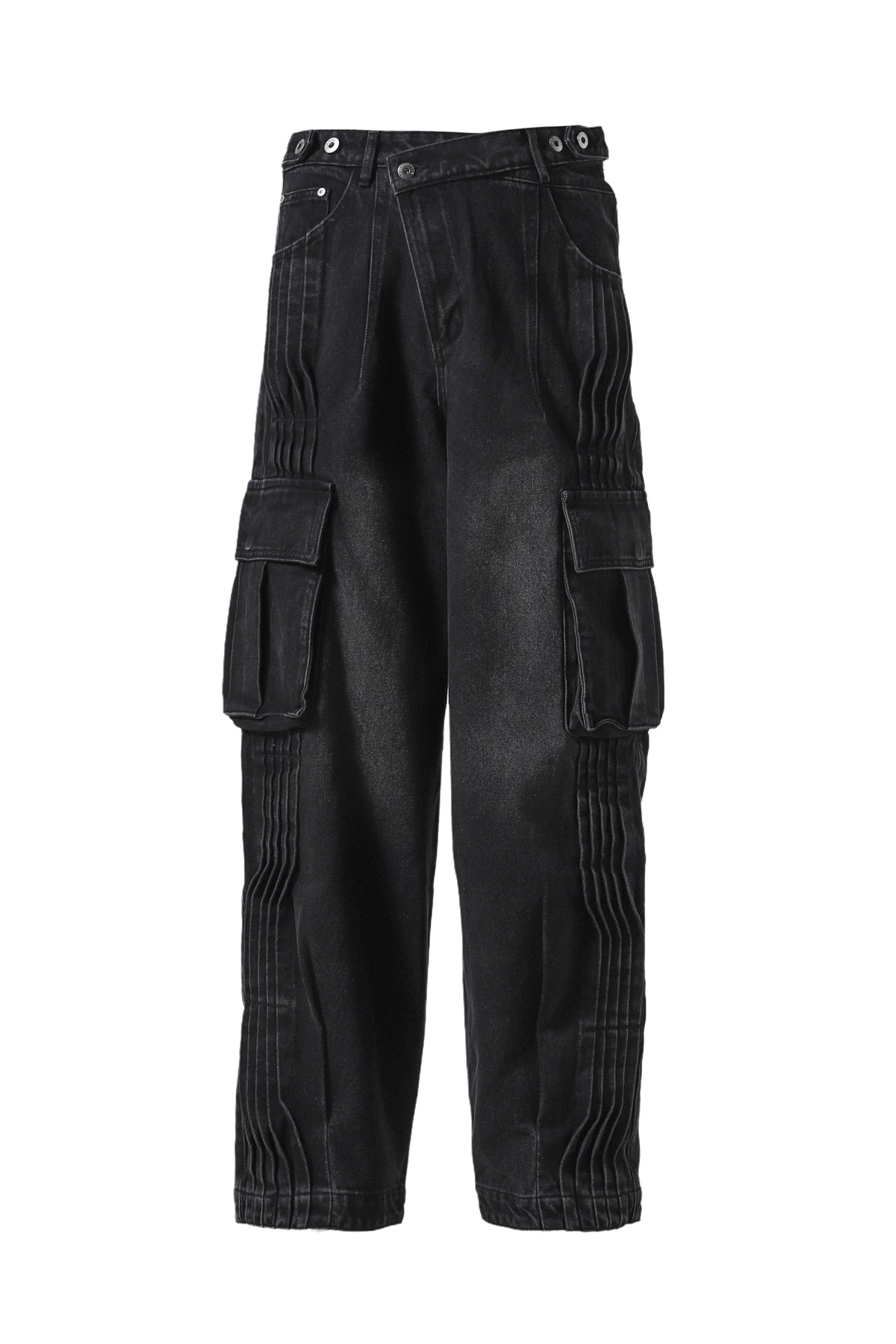 PRINTED CARGO PANTS / BLK