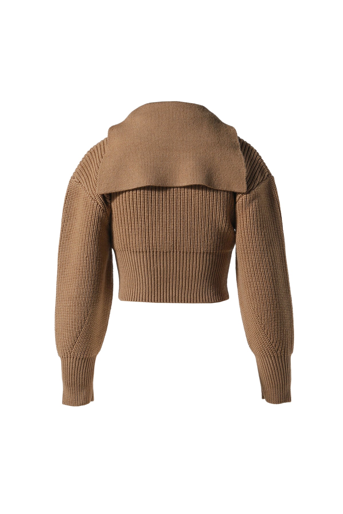 MS HALF CARDIGAN KNIT SAILOR SWEATER / CAMEL