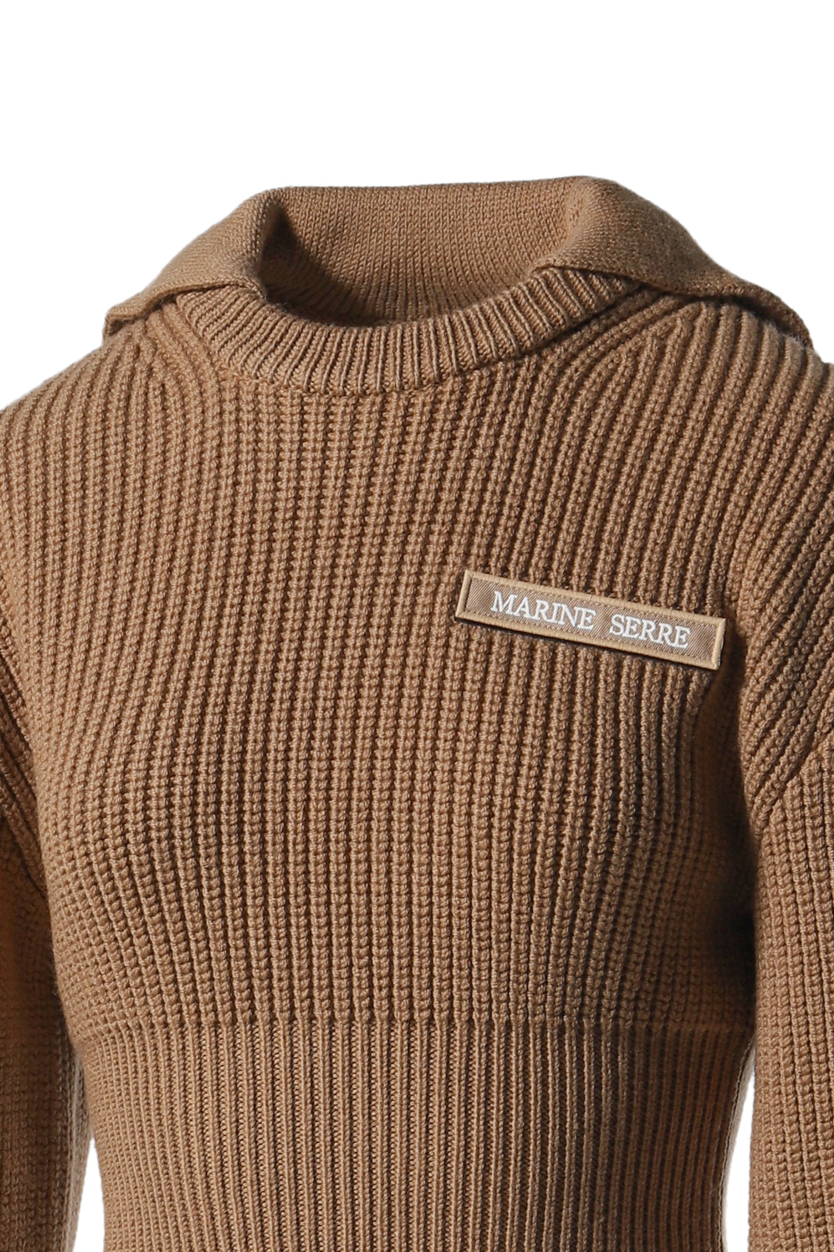 MS HALF CARDIGAN KNIT SAILOR SWEATER / CAMEL