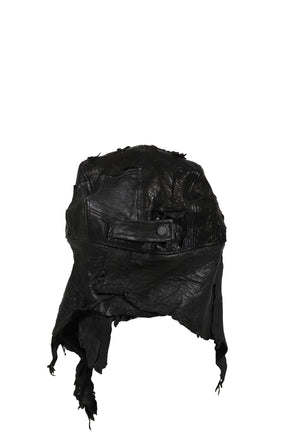BOMBER HAT SCRAP LEATHER / BLK 