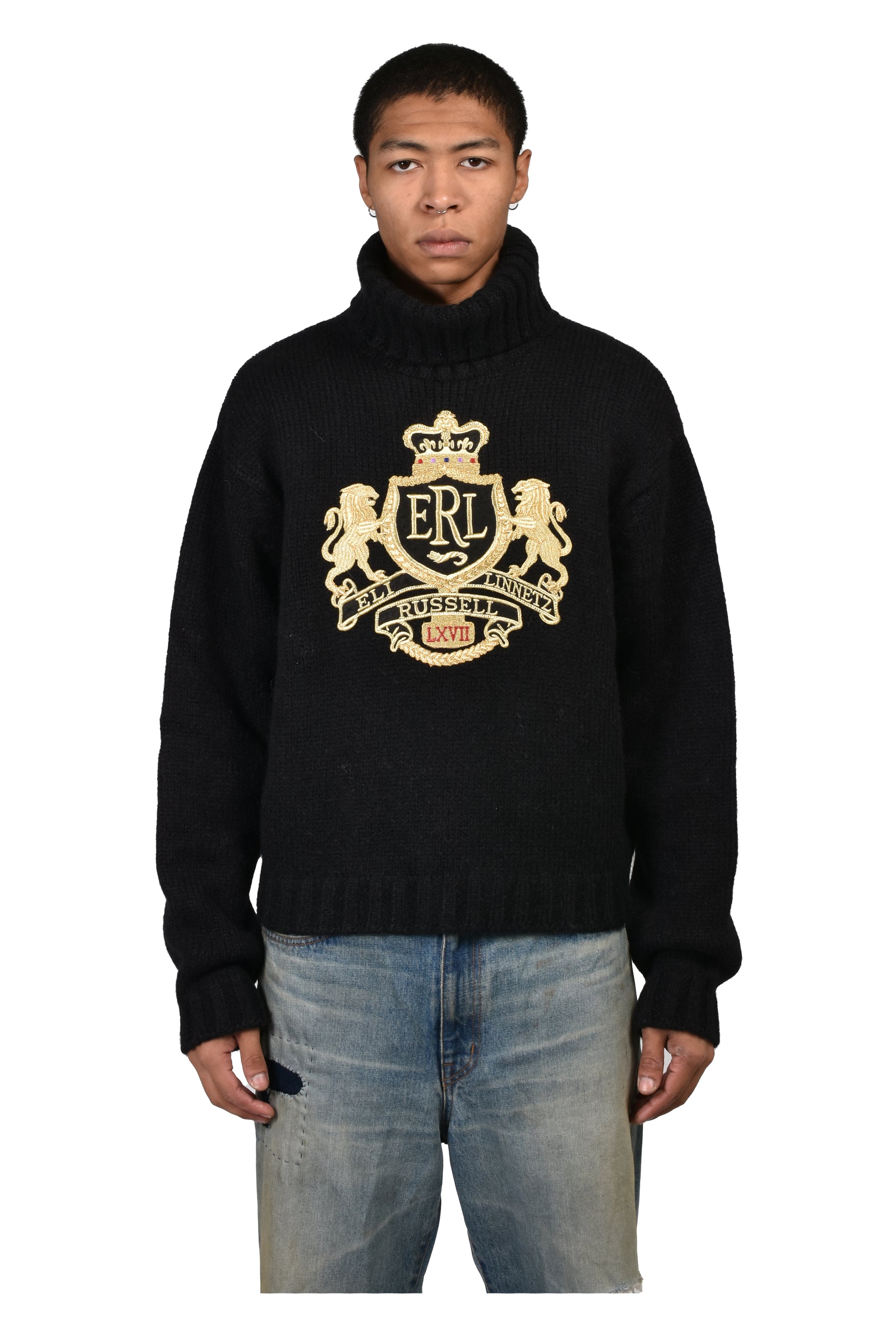 UNISEX CREST SWEATER KNIT / BLK
