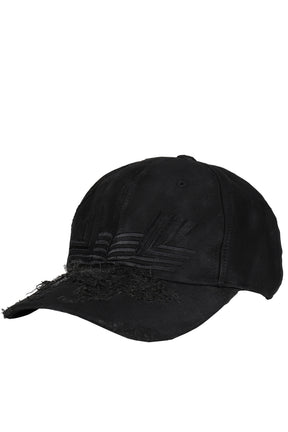 LASER CUT WAXED DAMAGED CAP / BLK