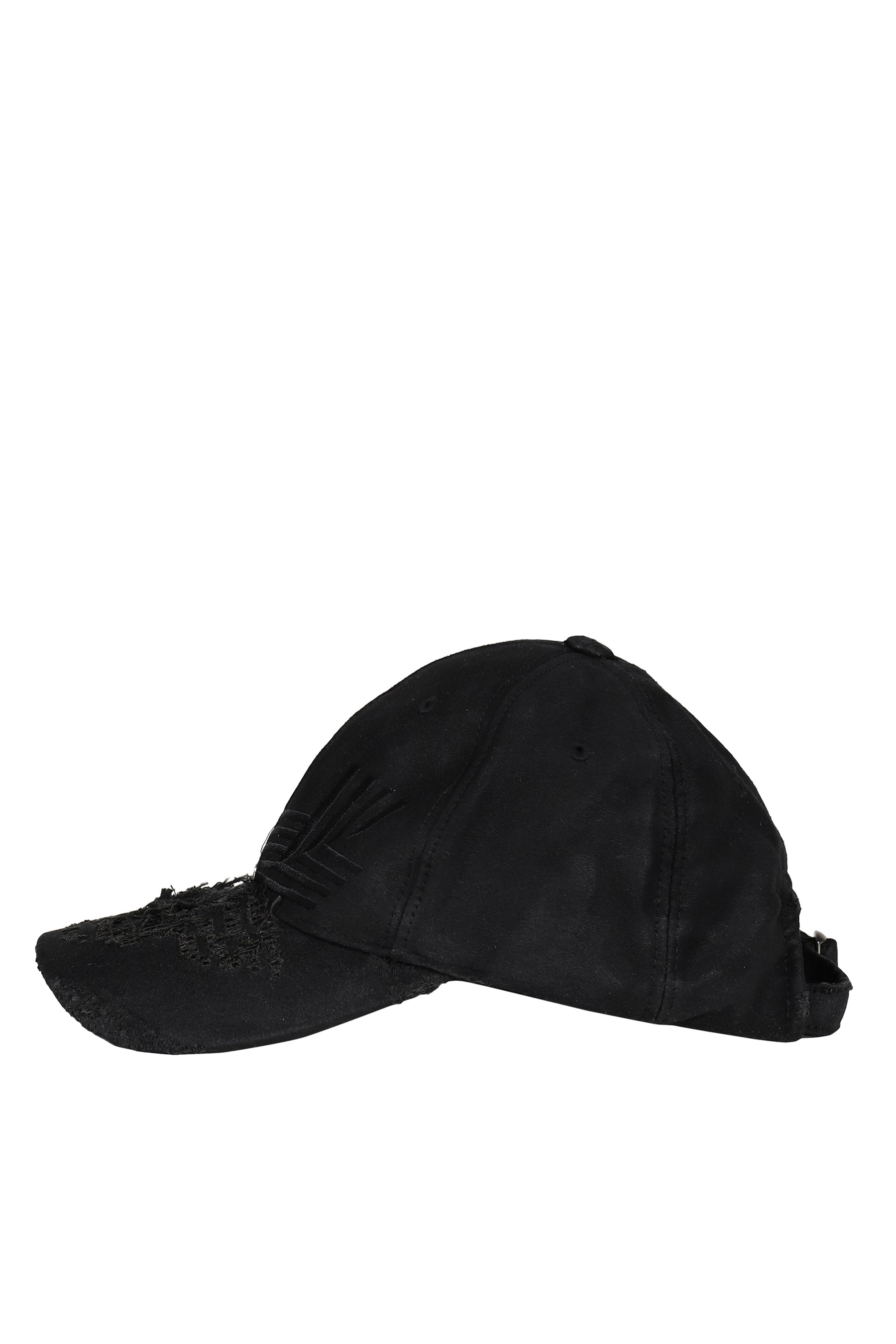 LASER CUT WAXED DAMAGED CAP / BLK