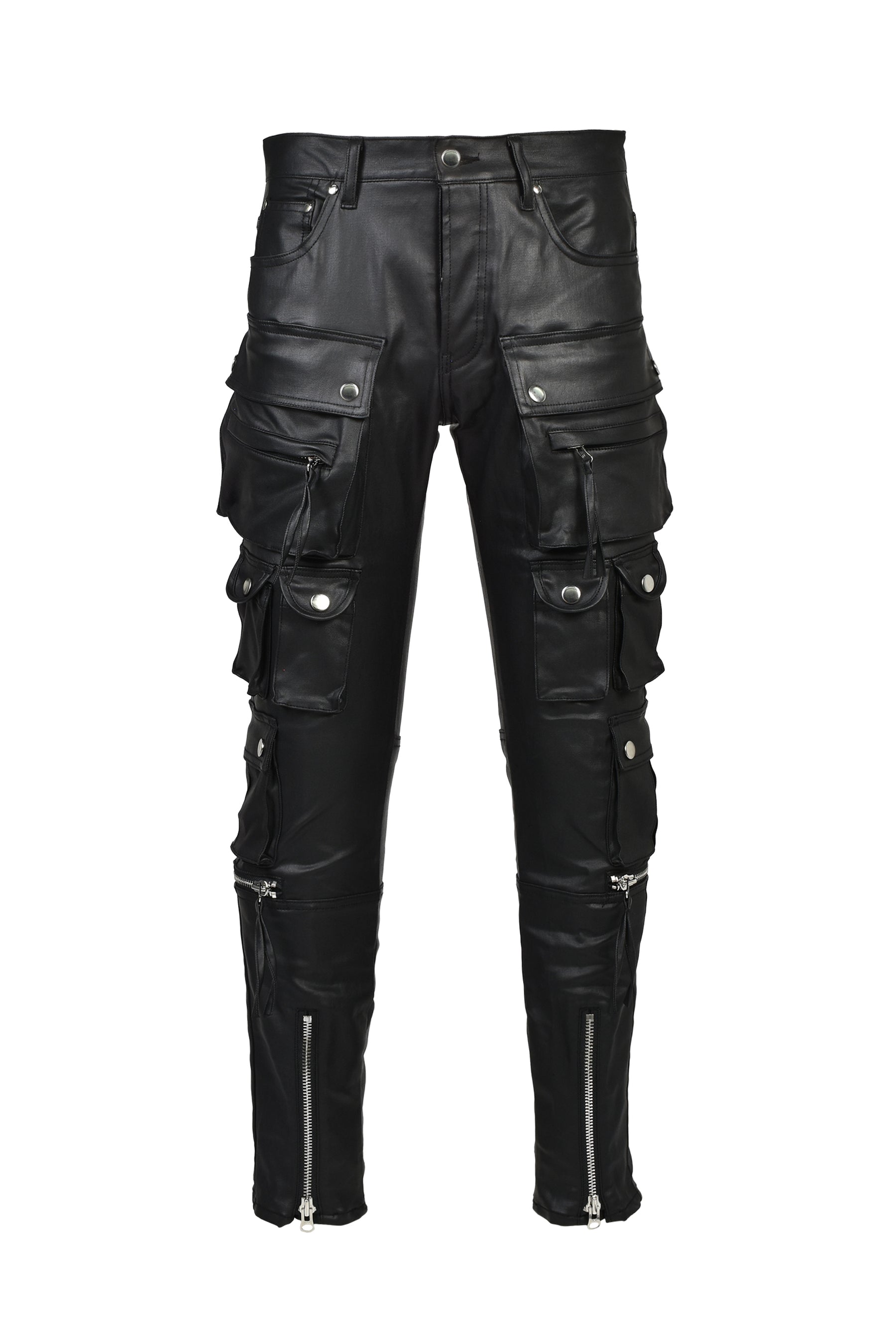 COATING SLIM CARGO PANTS / BLK