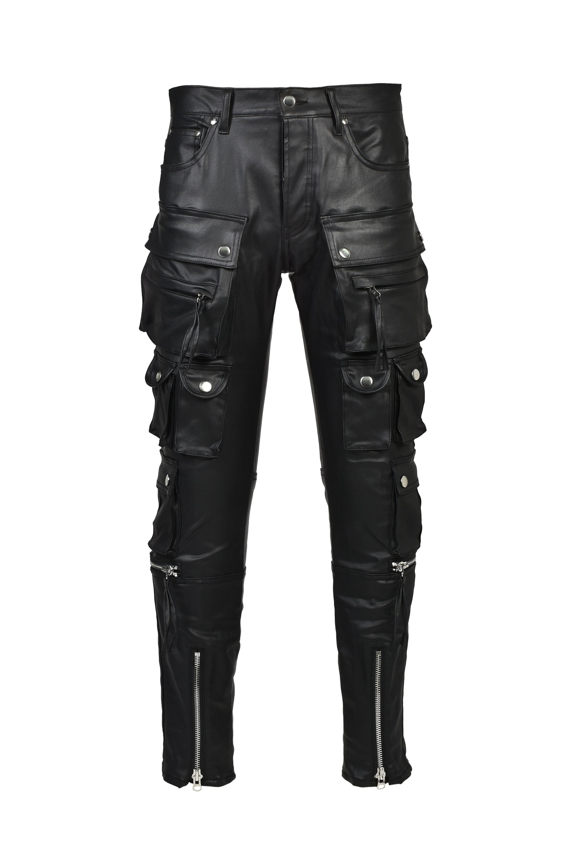COATING SLIM CARGO PANTS / BLK
