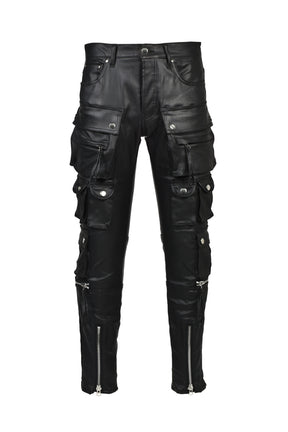 COATING SLIM CARGO PANTS / BLK
