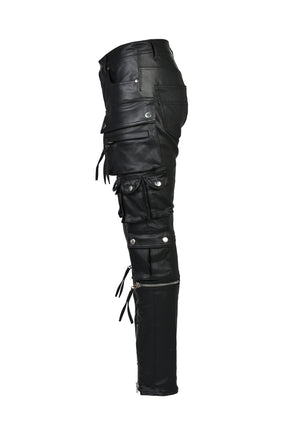 COATING SLIM CARGO PANTS / BLK